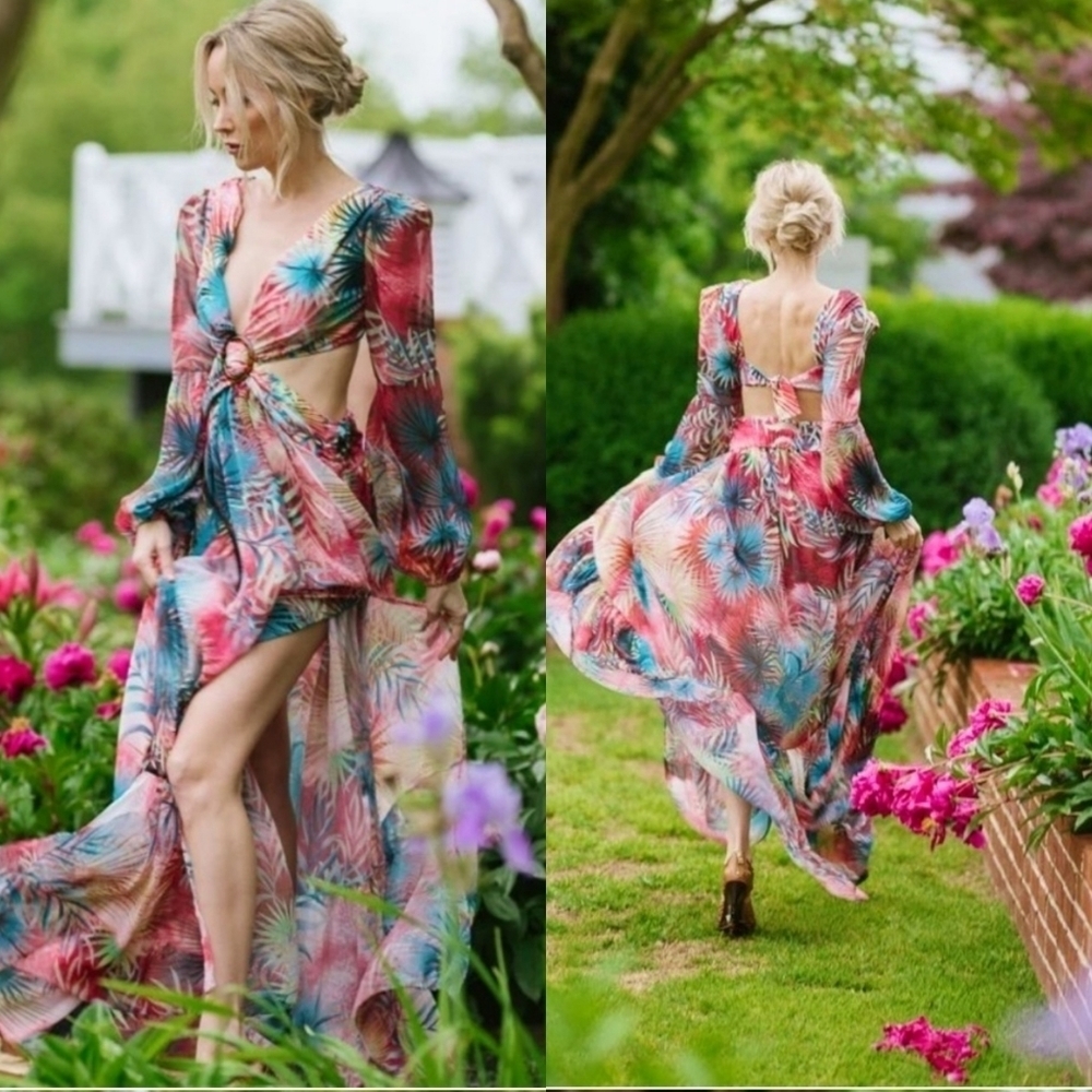 Sukiso Women's Esvadra Gown in Tropical Palm Fairycore